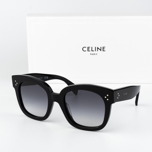 Celine 3 DOTS Women Sunglasses Black Grey Gradient Cl4002UN 01B NEW AUTHENTIC - Picture 1 of 13